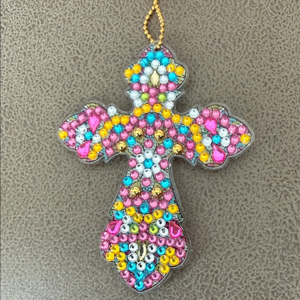 Colorful Beaded Cross Key Holder